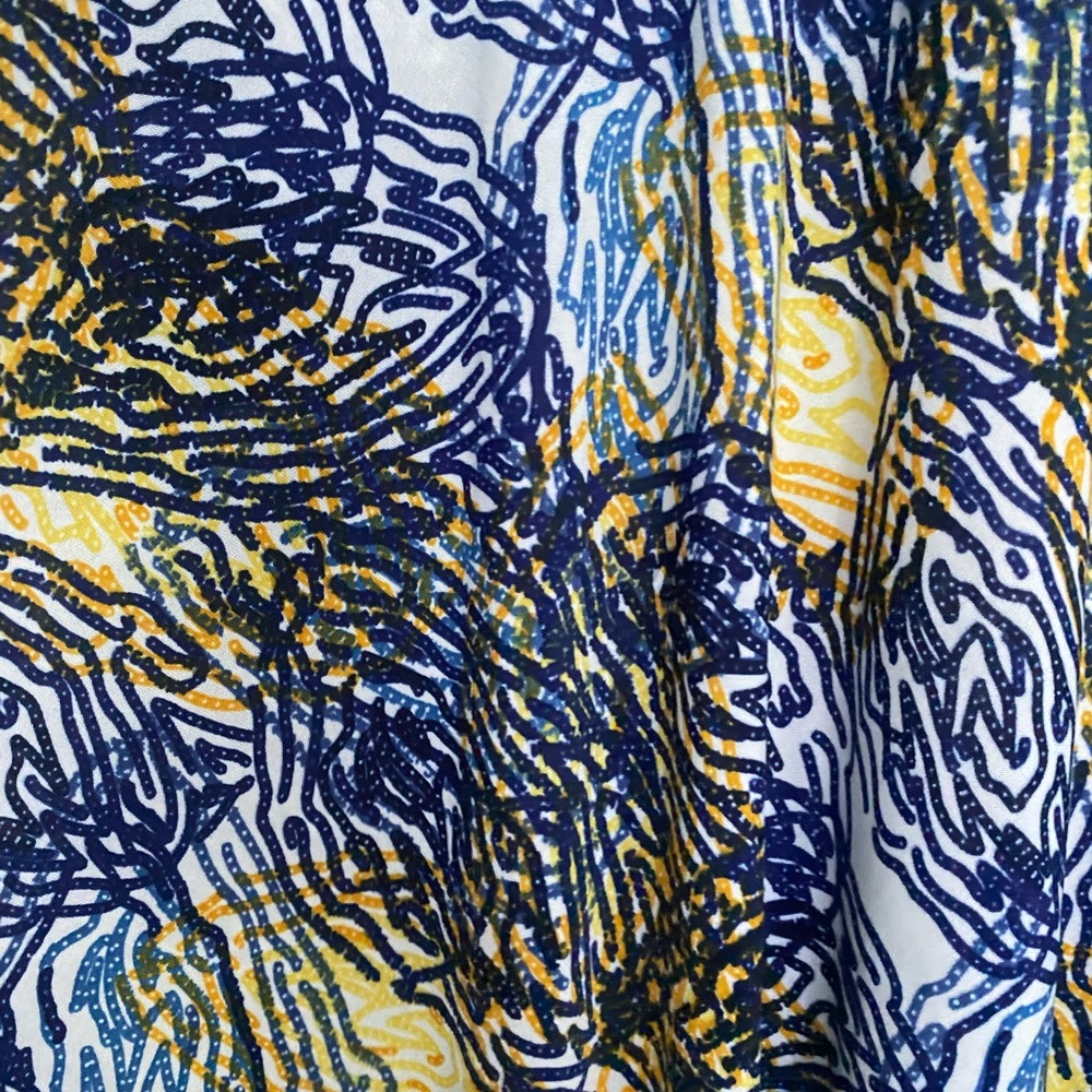 Abstract Navy, Yellow & White Patterned maxi skirt